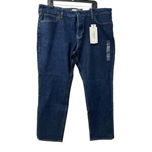 Calvin Klein Slim Fit Straight Leg Denim Dad Jeans Mens 40x30 Dark Button Fly